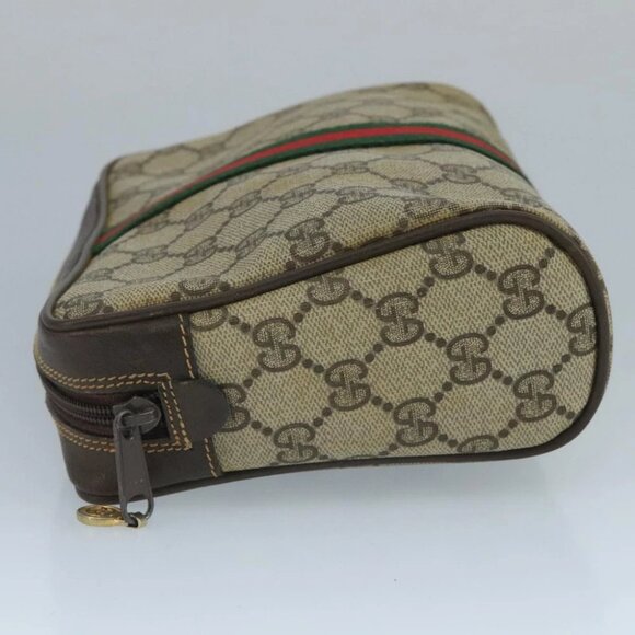 GUCCI GG Supreme Web Sherry Line Clutch Bag PVC Beige 32 014 3553 Auth 109848 - Picture 16 of 16